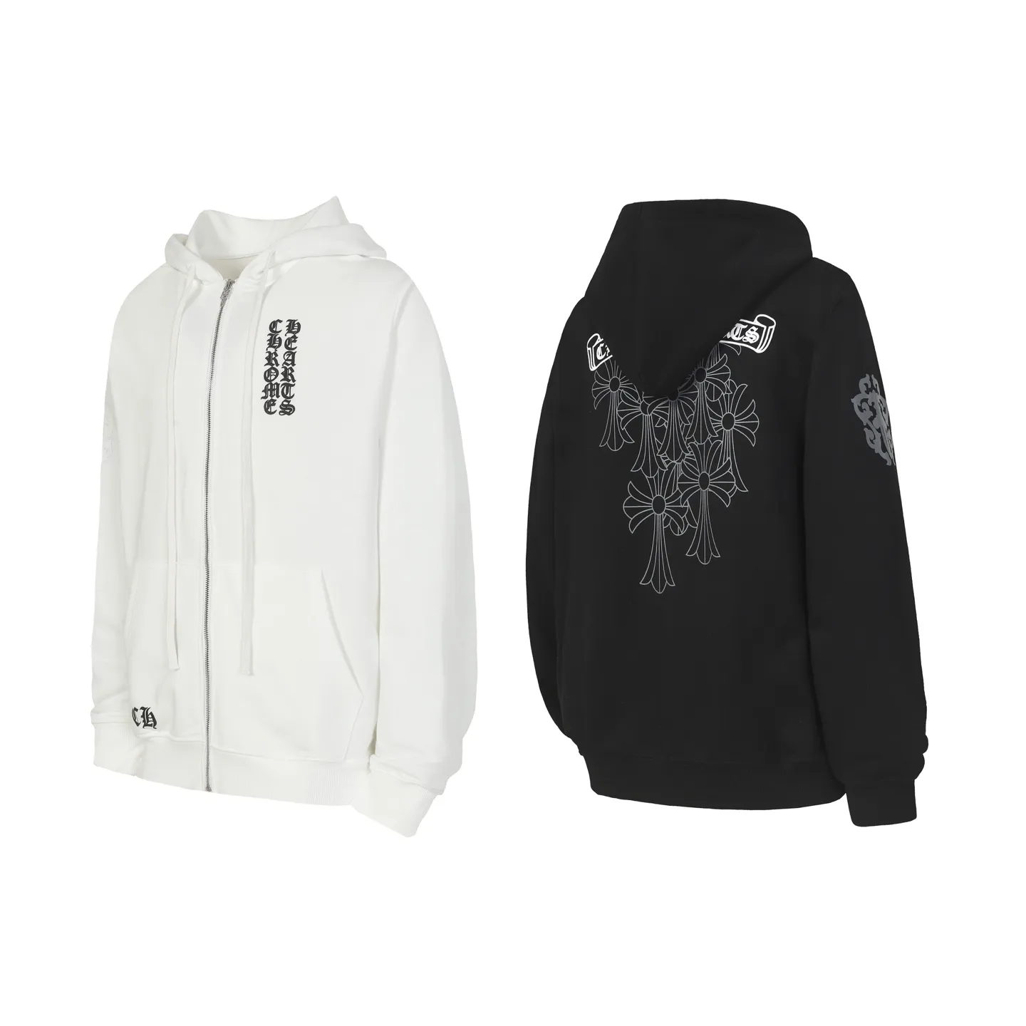 P250 cross-border model, please do not place an order if you are pursuing quality -Chrome Hearts/Chrome Hearts Sanskrit ghost print zipper sweatshirt cardigan jacket -High weight, high density and high quality. The wool is soft, delicate and skin-friendly. Soft and silky to the touch. Excellent warmth and skin-friendly properties. LXL